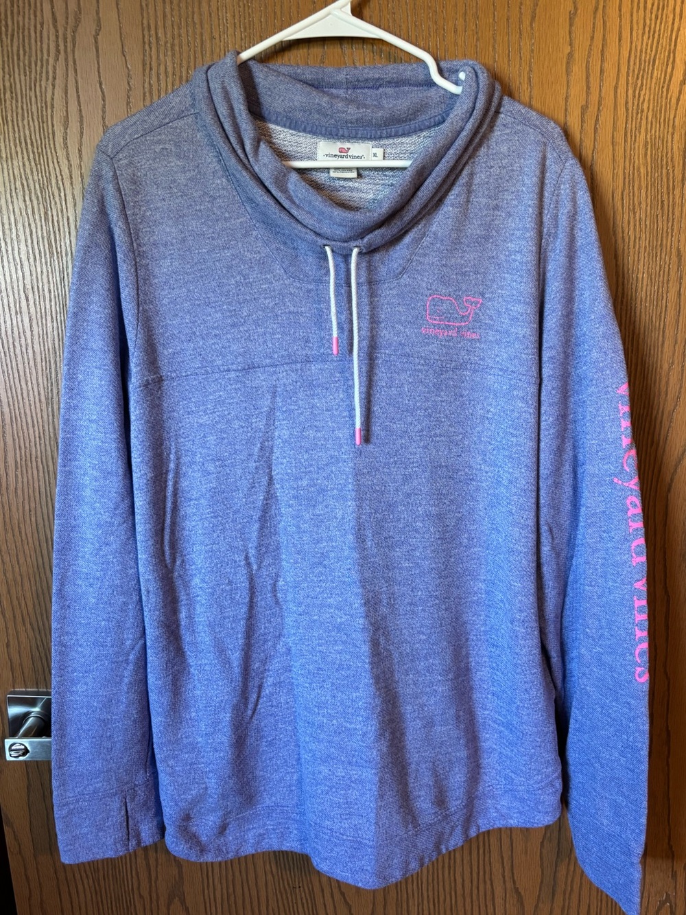 Vineyard Vines Lavender Cowlneck Pullover with Pink Logo
